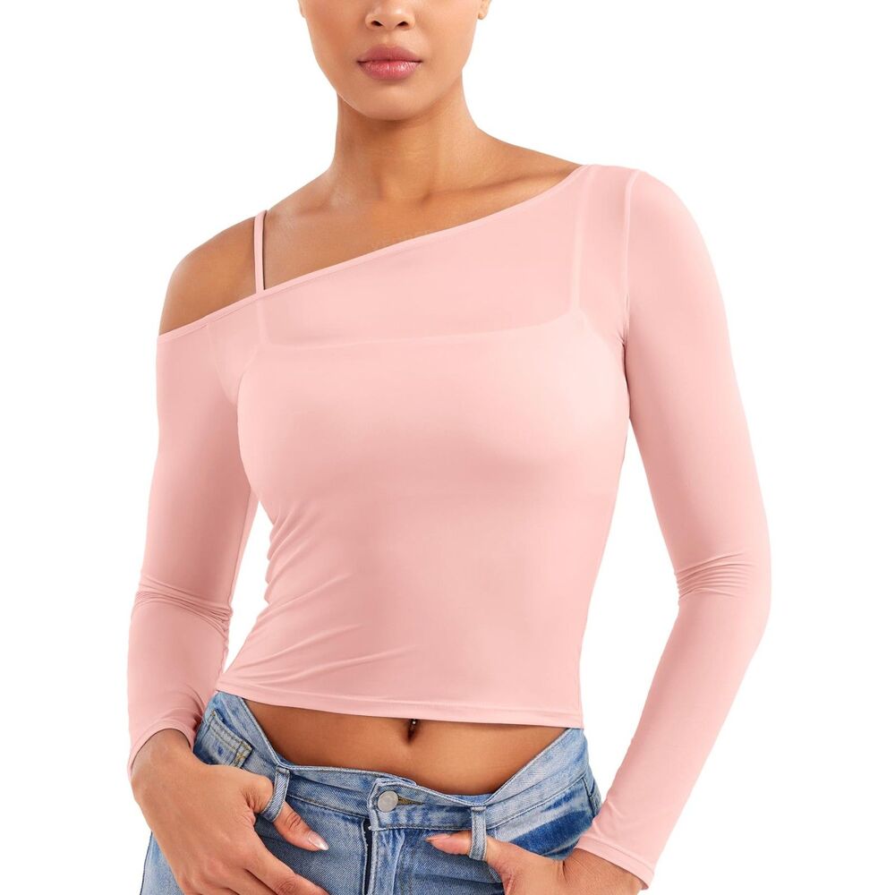 Sheer Long Sleeve Crop Top, Small, 15G-194T009